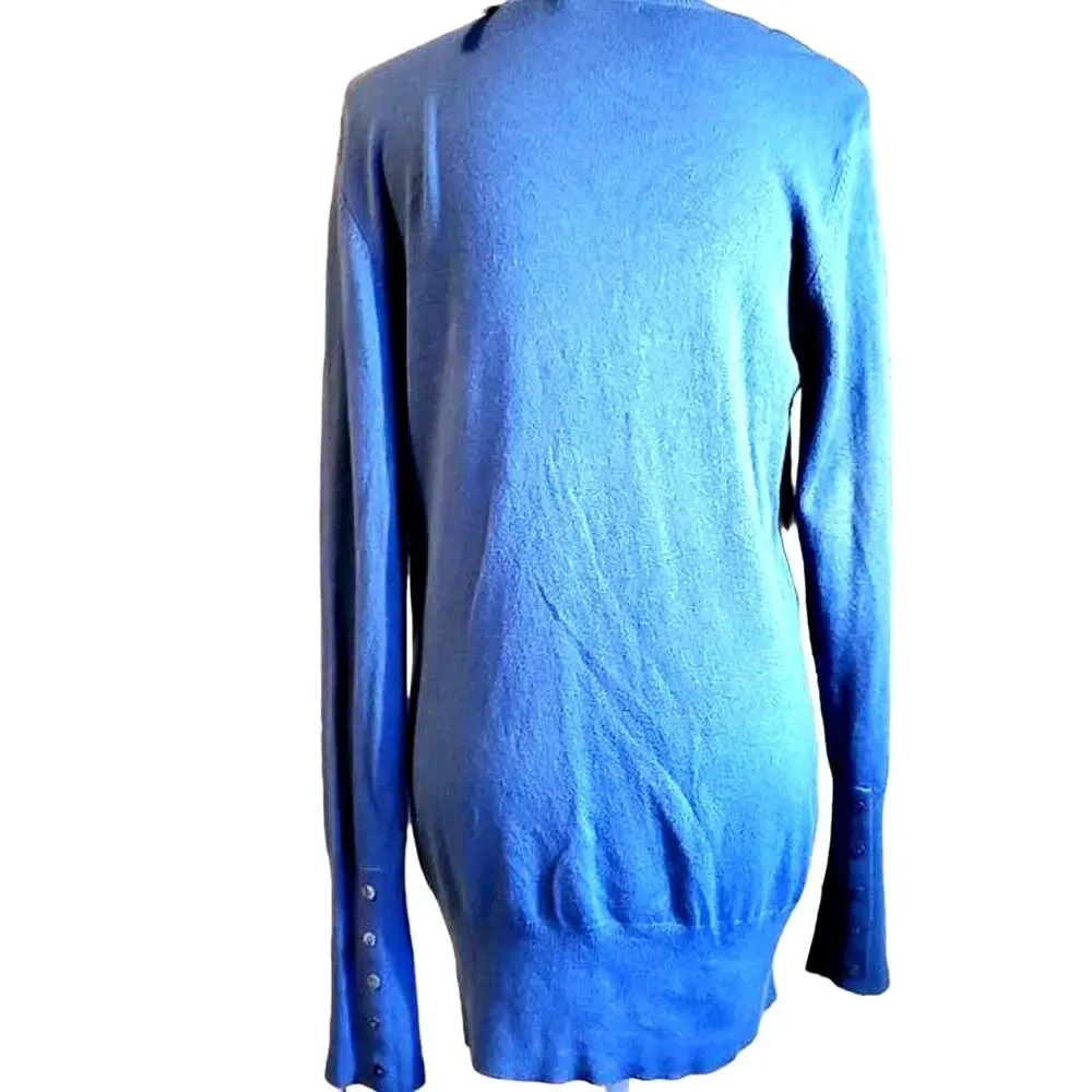 Carol Rose Cardigan Sweater Size 12 Long Sleeve Buttons Classic Soft Knit Blue